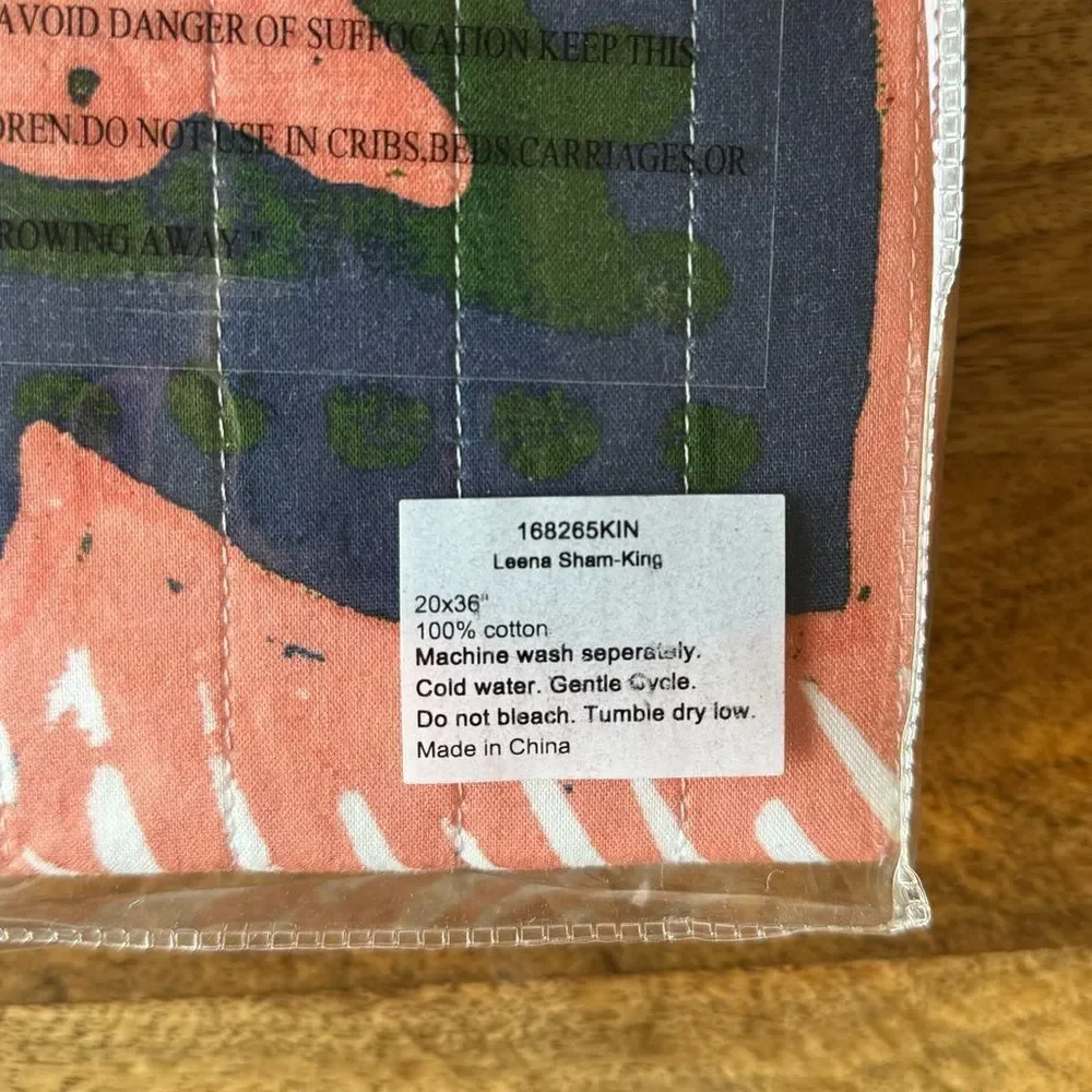 NWT Set of 2 Grandin Road Leena Sham Floral Bright Boho Quilted - Picture 4 of 4